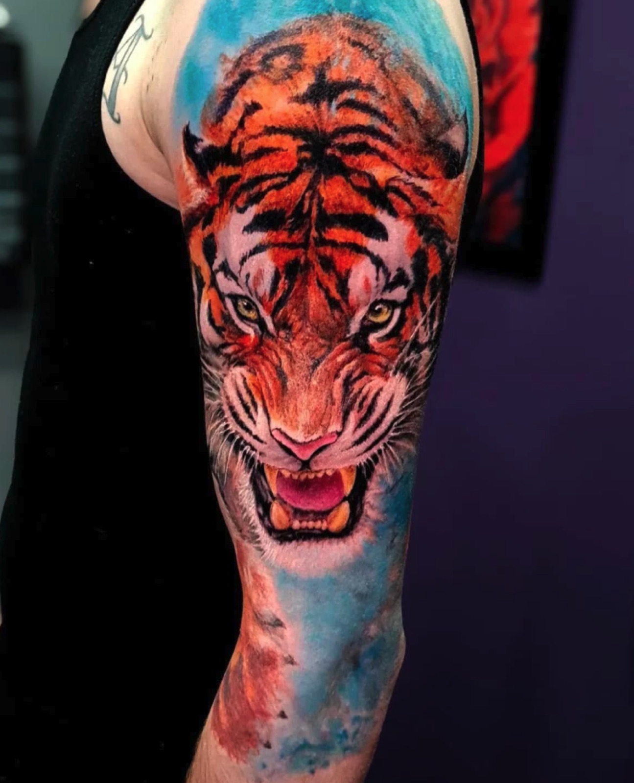 Color realism tiger tattoo